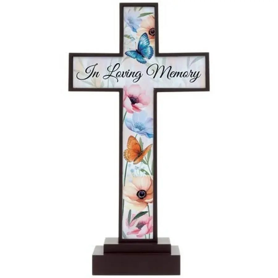 13.5" LOVING MEMORY Led Pedestal Cross