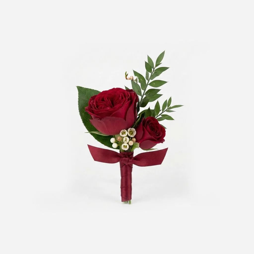 Red Garden Rose Boutonniere