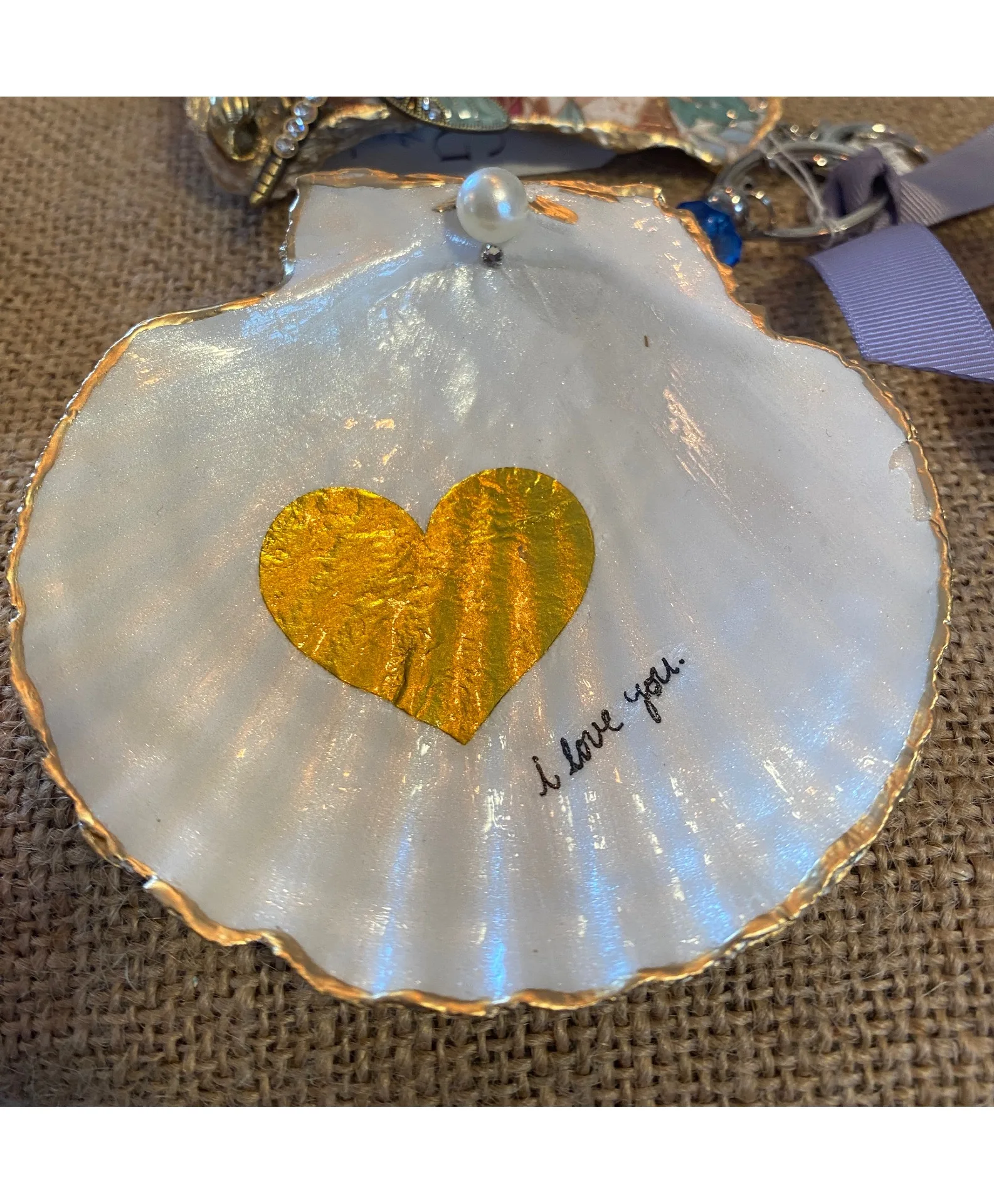 I Love You More Handcrafted Decoupage Seashell I Love You More Handcrafted Decoupage Seashell