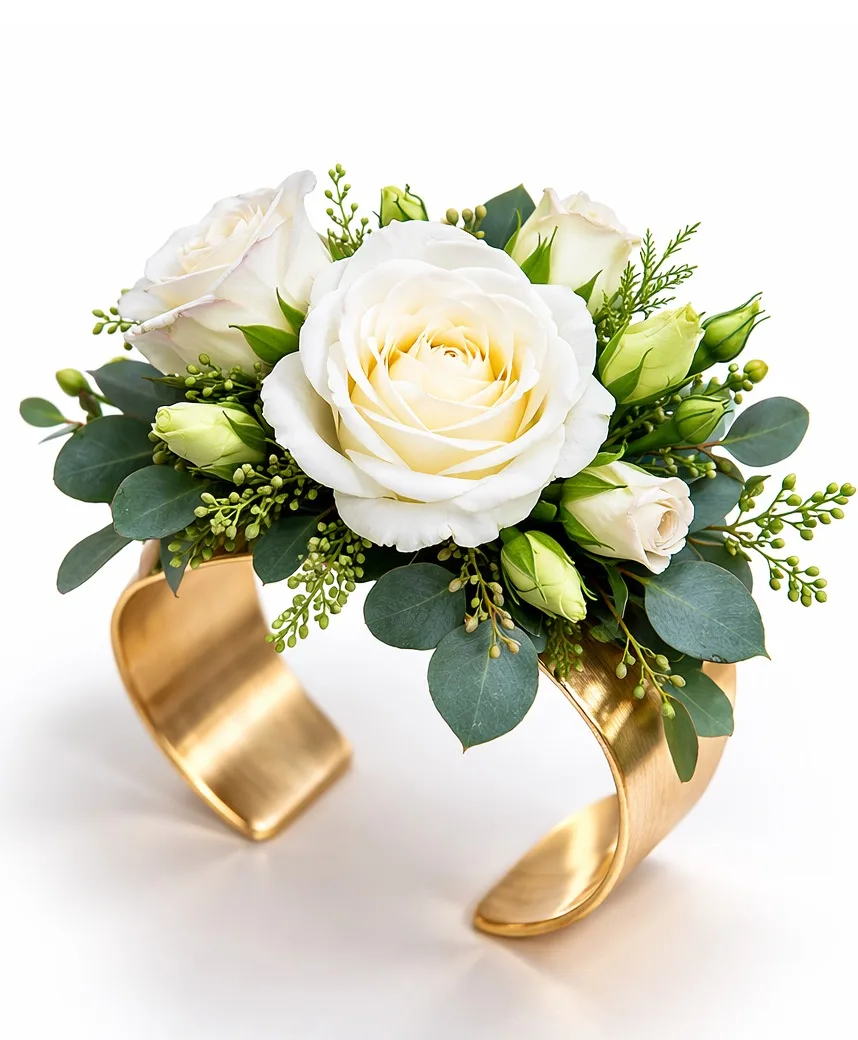 Chic Gold Cuff Rose Corsage Chic Gold Cuff Rose Corsage