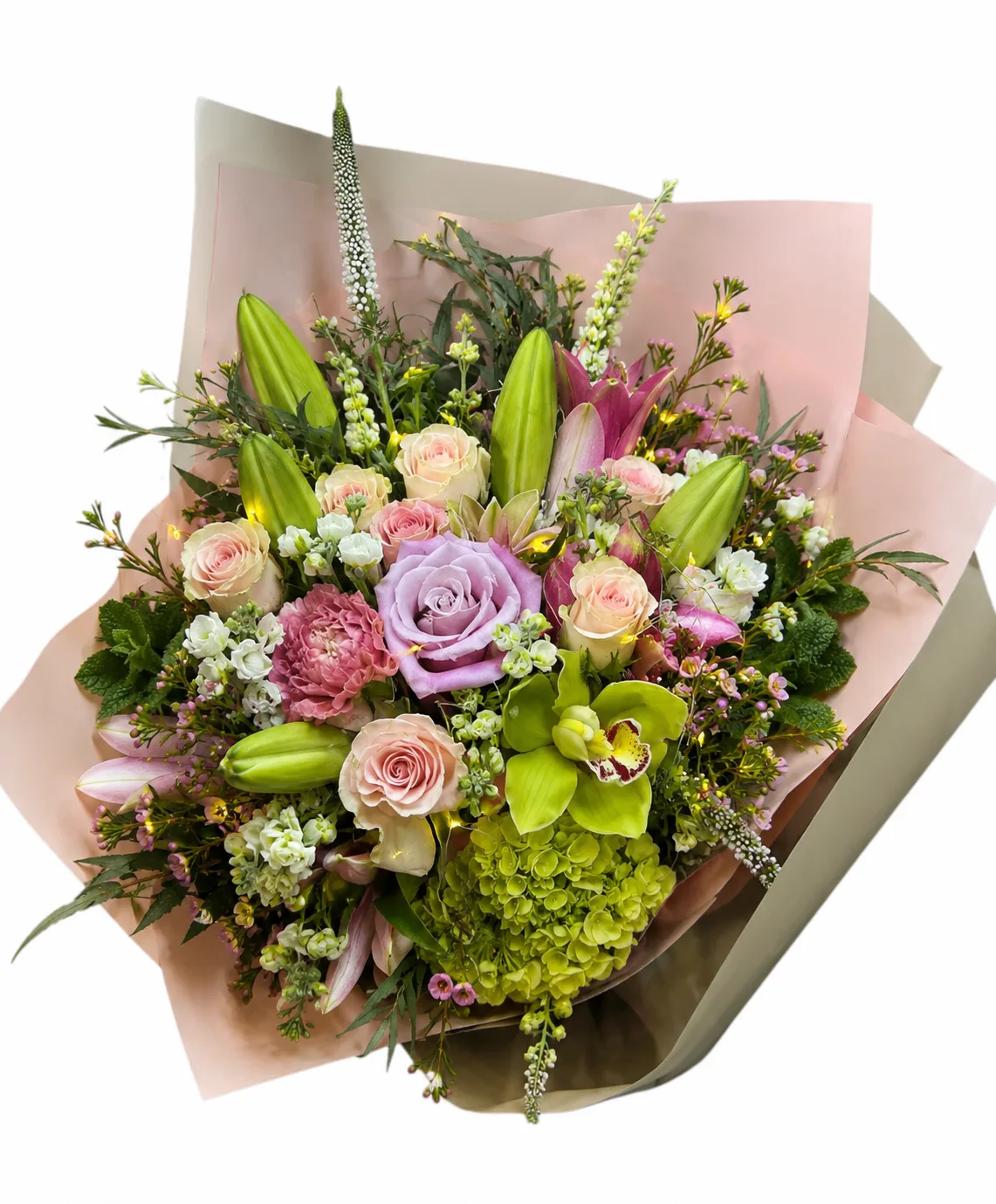 Designer's Choice Beautiful Bloom Wrapped Bouquet Designer's Choice Beautiful Bloom Wrapped Bouquet