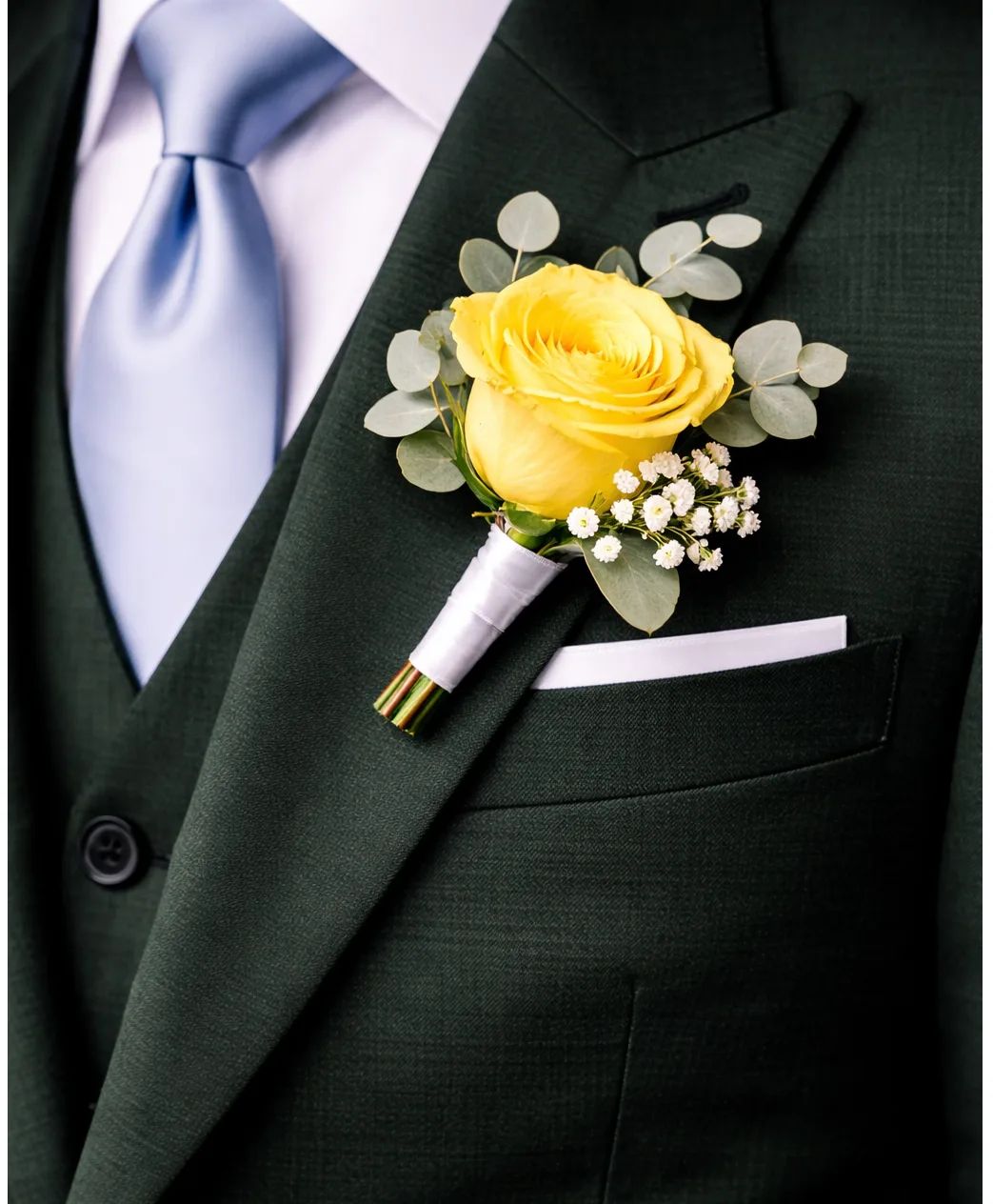 Single Yellow Rose Bouronnire PIN-ON