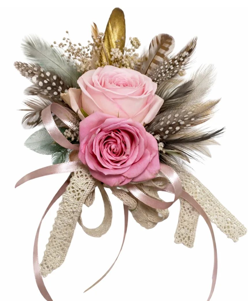 Bohemian Feather Wrist Corsage