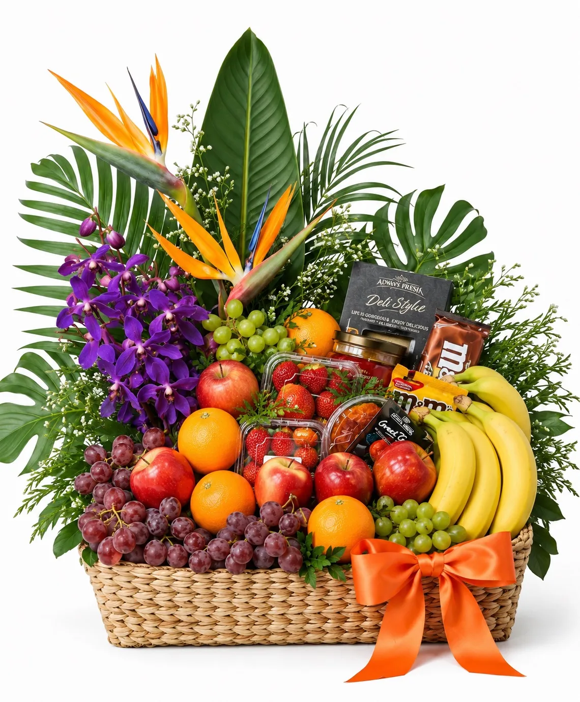 Tropical Vacation Premium Fruit Basket (Fruit & Tropical Flowers) Tropical Vacation Premium Fruit Basket (Fruit & Tropical Flowers)