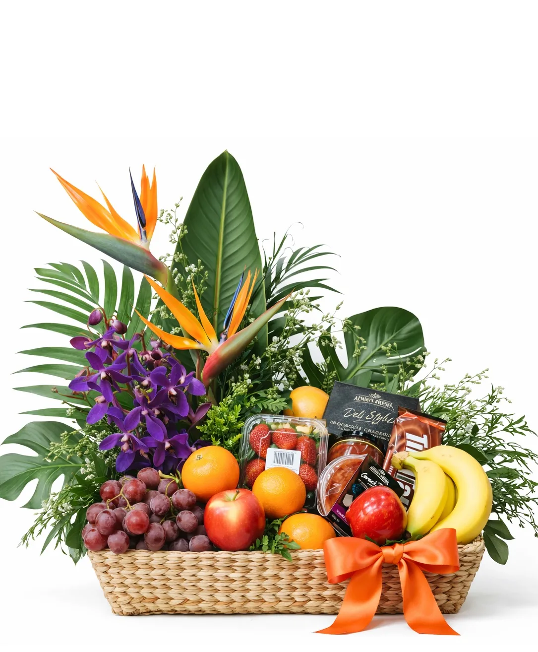 Tropical Vacation Premium Fruit Basket (Fruit & Tropical Flowers) Tropical Vacation Premium Fruit Basket (Fruit & Tropical Flowers)