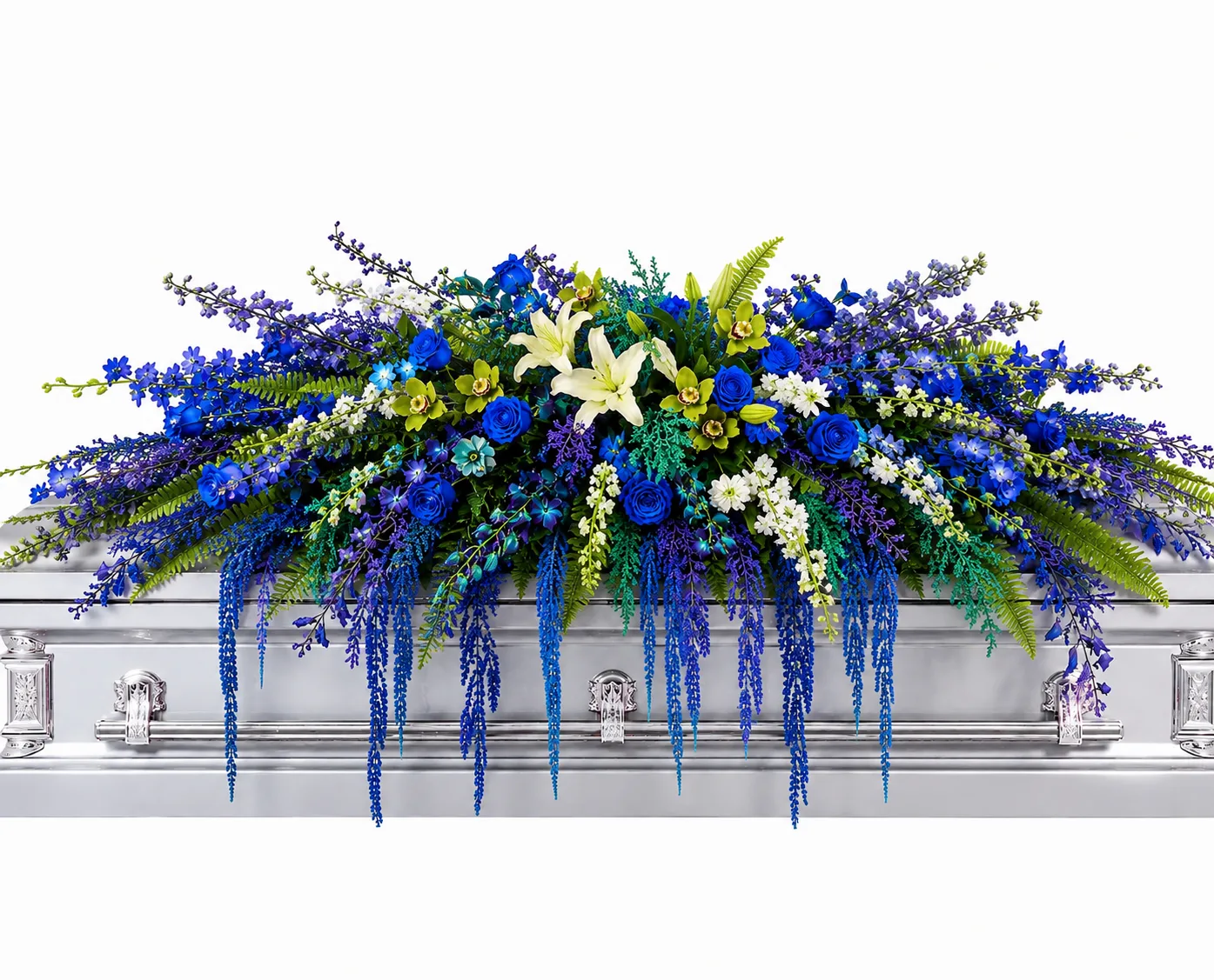 True Blue Heart Casket Spray True Blue Heart Casket Spray