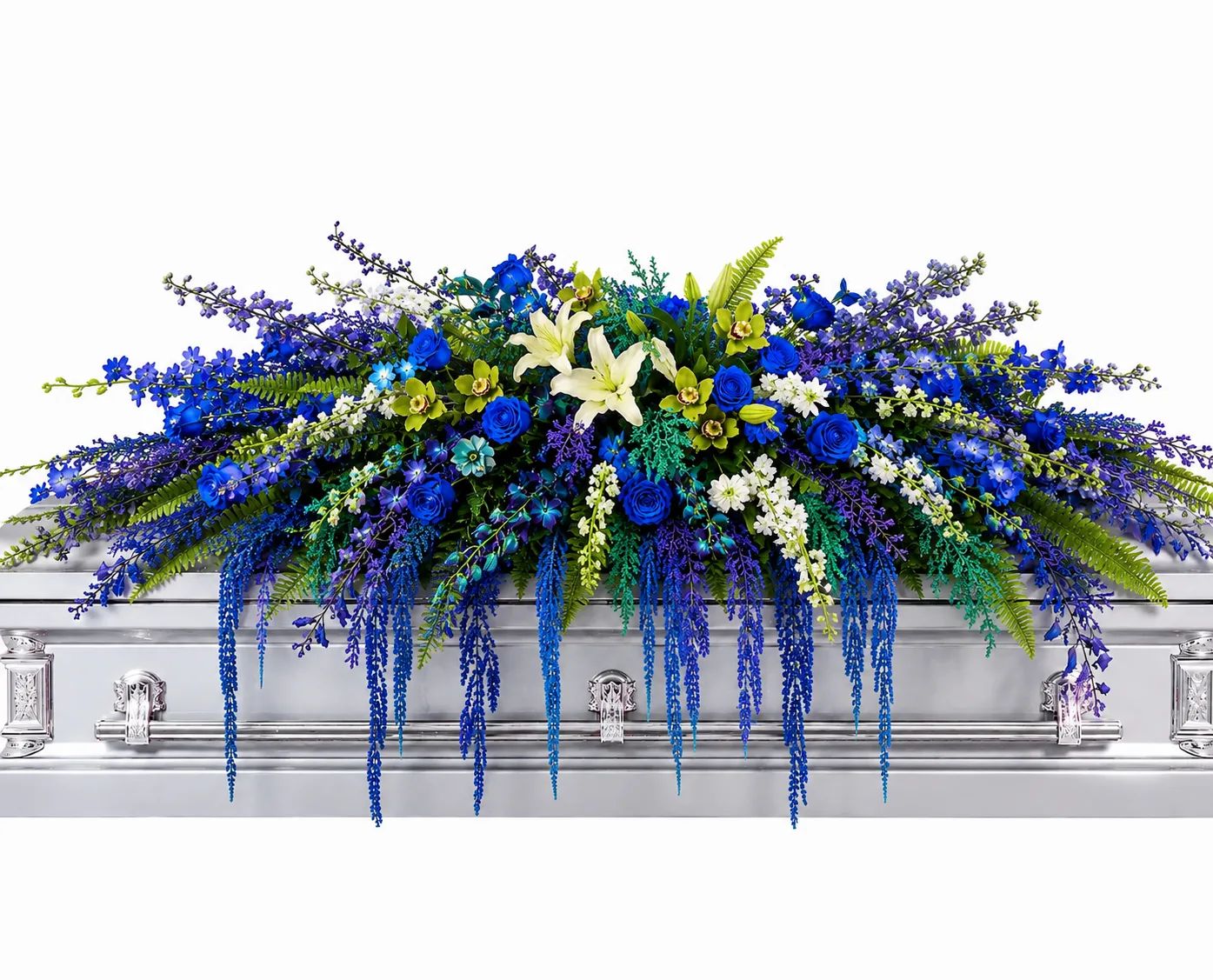True Blue Heart Casket Spray