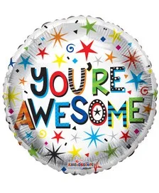 You're Awesome Mylar 18" Helium Filled Balloon You're Awesome Mylar 18" Helium Filled Balloon