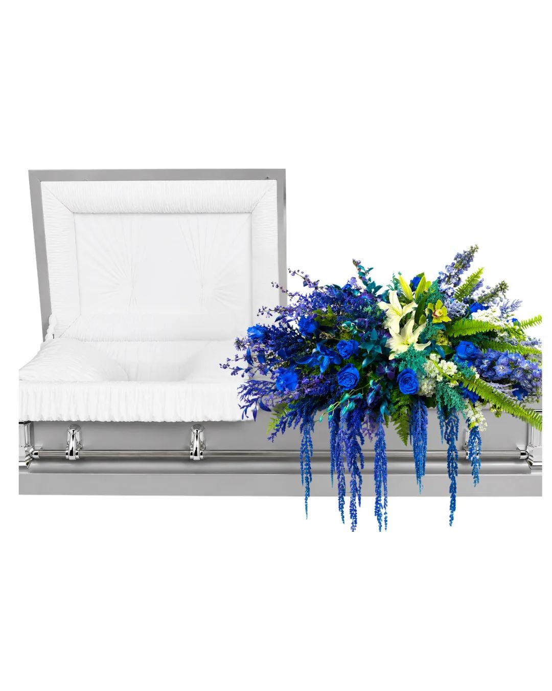 True Blue Heart Casket Spray