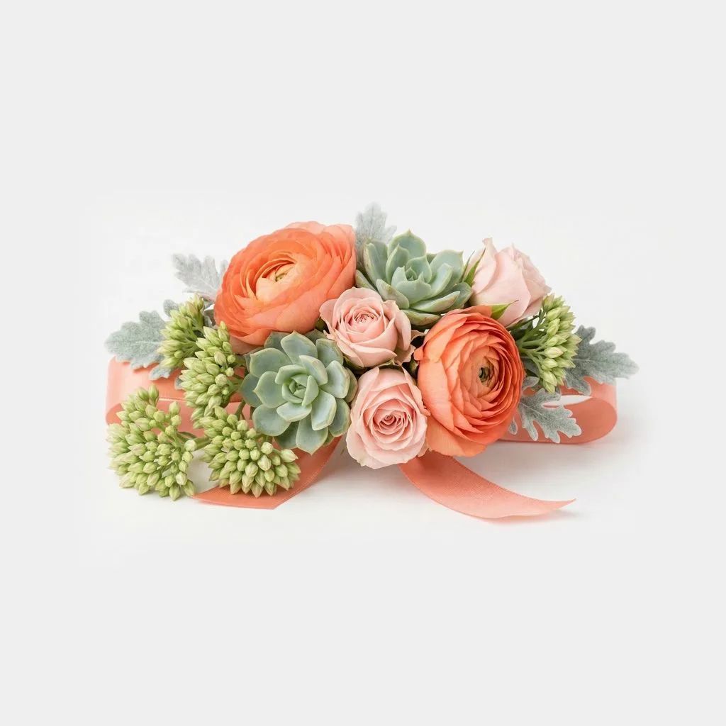 Peach Blossom Elegance Wrist Corsage