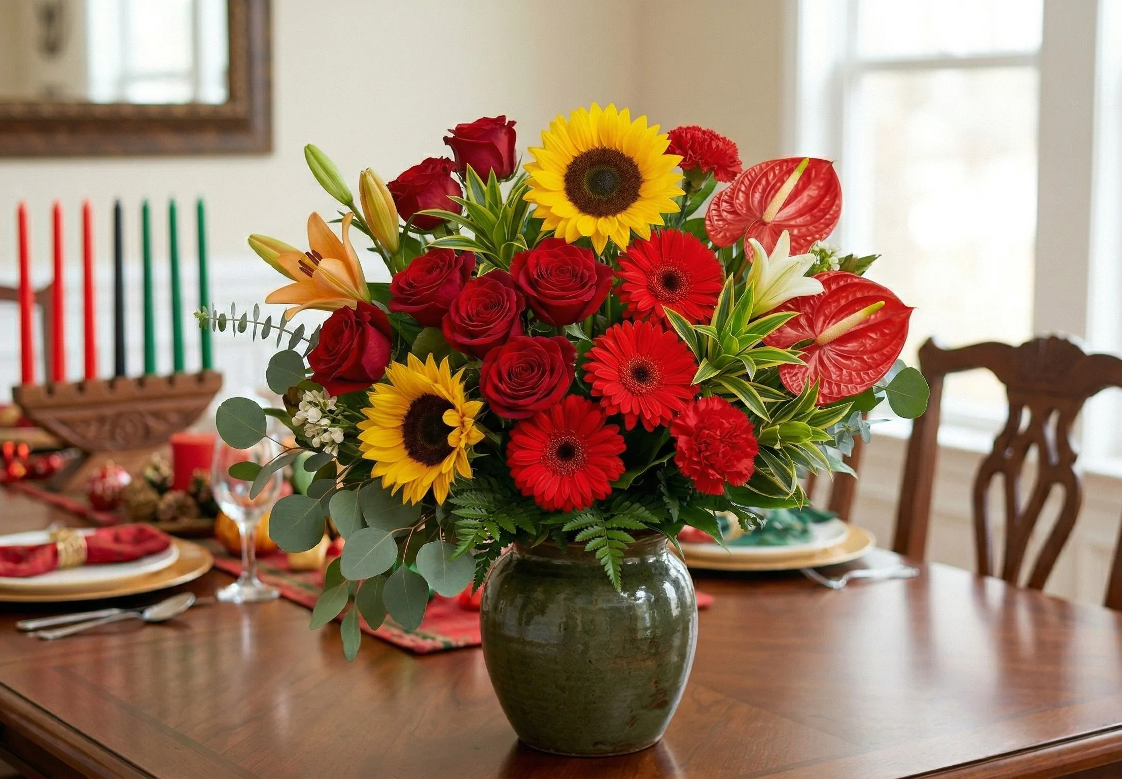 Kwanzaa Designer’s Choice Flower Arrangement Kwanzaa Designer’s Choice Flower Arrangement