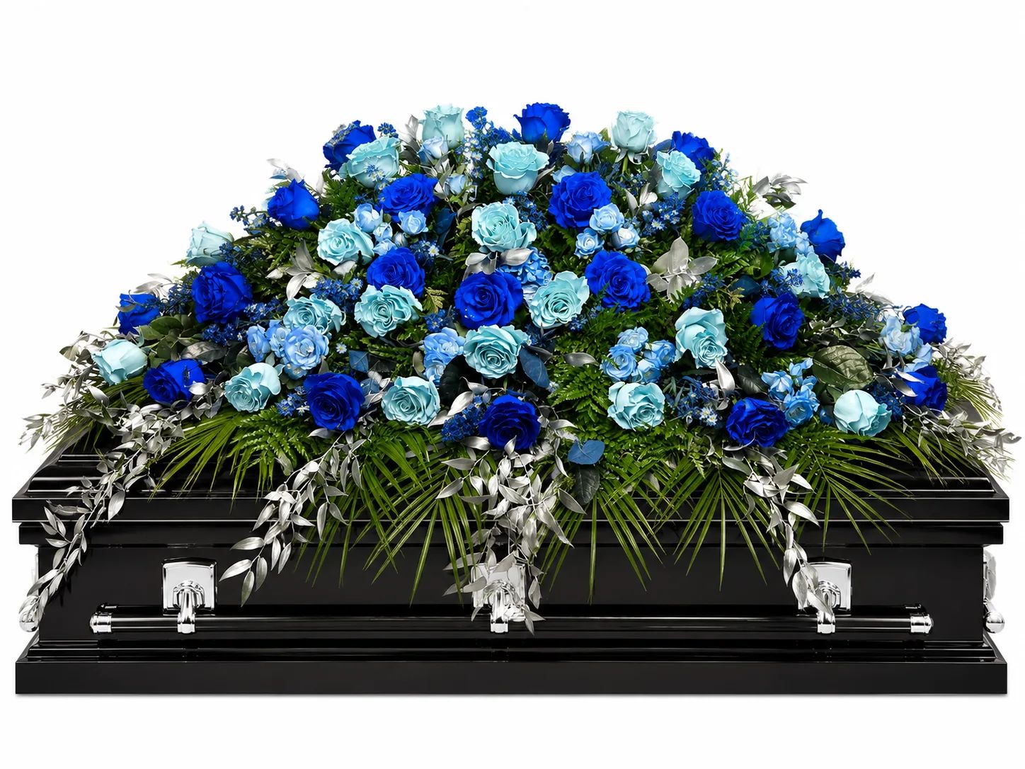 Heavenly Blue Rose Casket Spray
