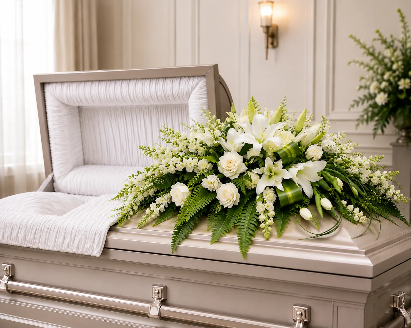 Ivory Garden Tribute Casket Spray Ivory Garden Tribute Casket Spray