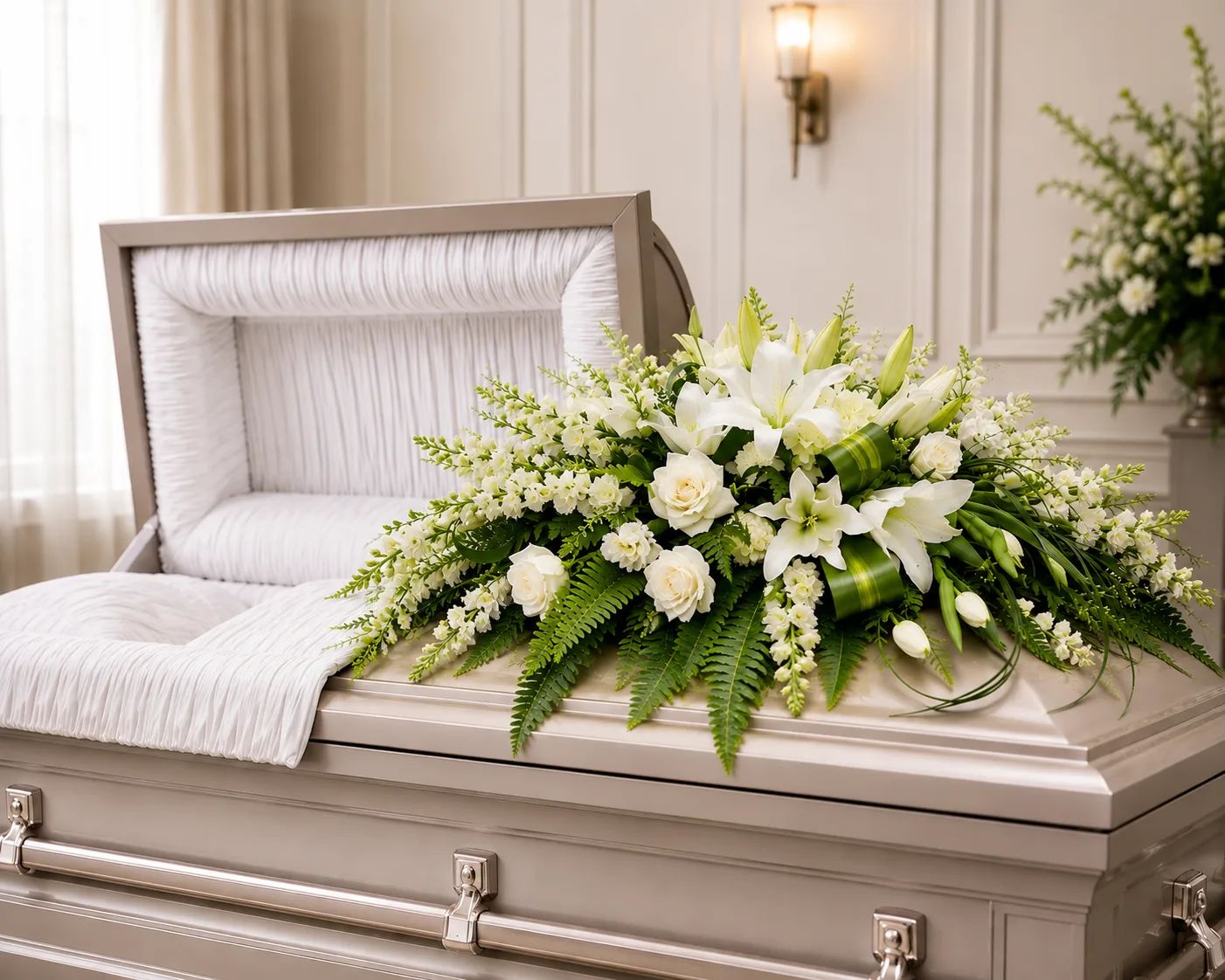 Ivory Garden Tribute Casket Spray