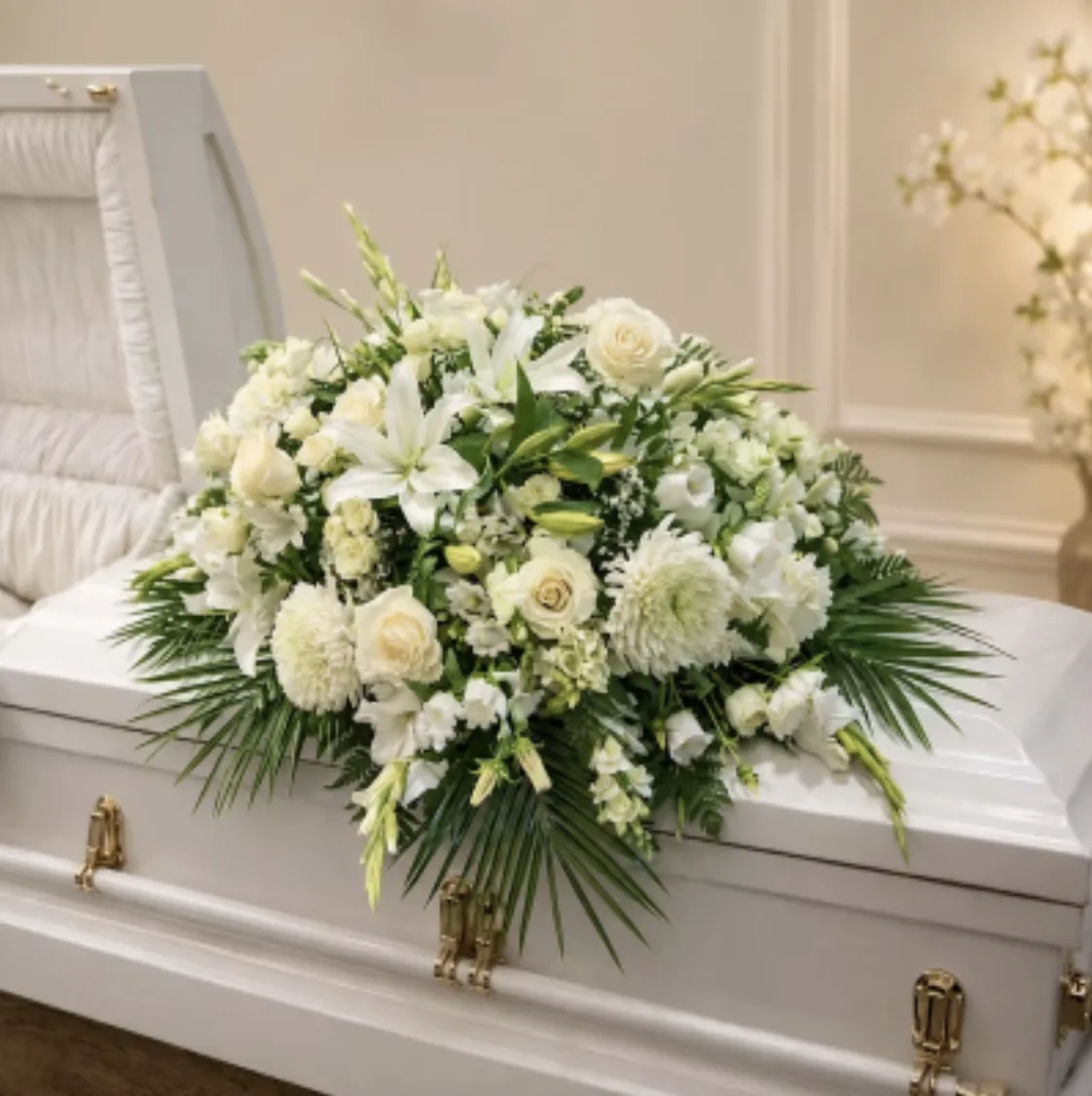 Eternal White Casket Spray Eternal White Casket Spray