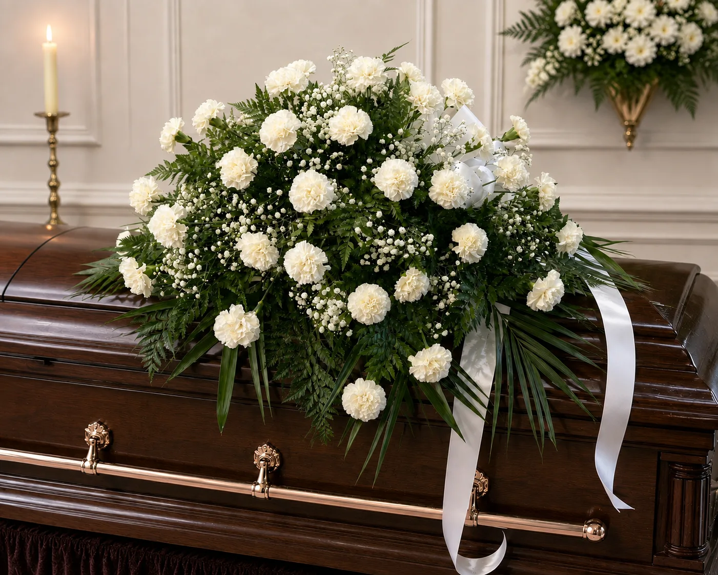 Classic Carnation Casket Spray Classic Carnation Casket Spray