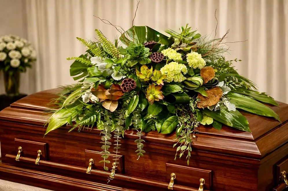 Evergreen Garden Tribute Casket Spray Evergreen Garden Tribute Casket Spray