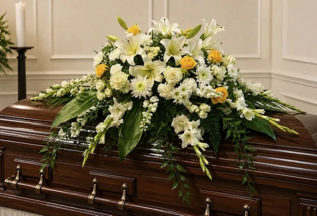 Golden Remembrance Casket Spray Golden Remembrance Casket Spray
