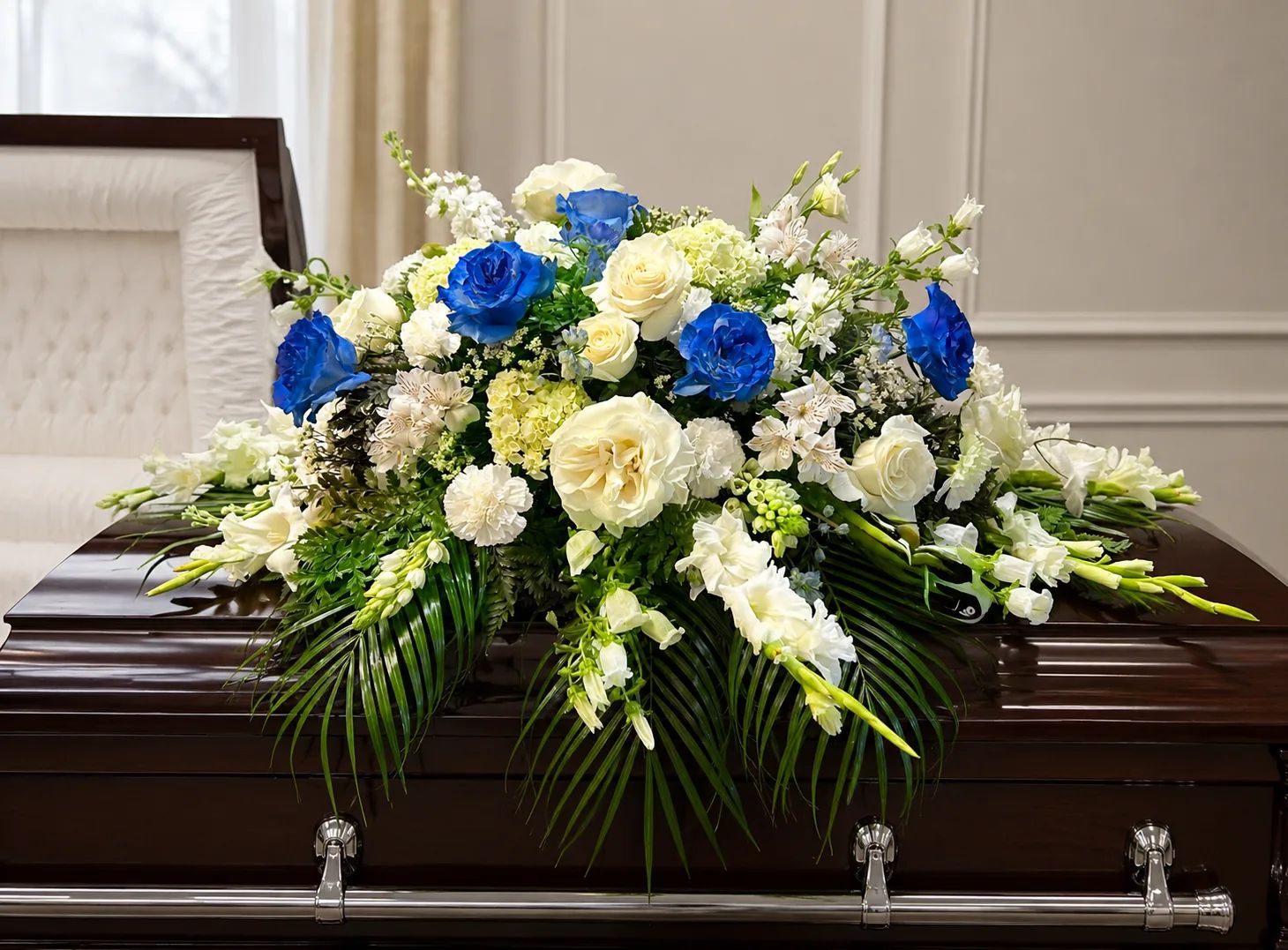 Everlasting Blue Casket Spray