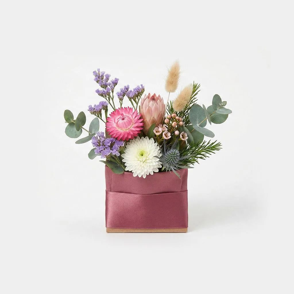 Sunset Protea Wildflower Pocket Square Boutonniere