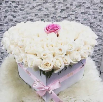 MAKE HER DAY 50 ROSES- LARGE HEART BOX