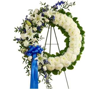 Serene Blessings White & Blue Wreath Serene Blessings White & Blue Wreath