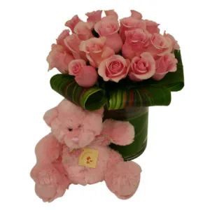 Baby Girl Posy and Teddy Bear