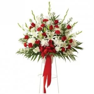 Red and White Funeral Basket