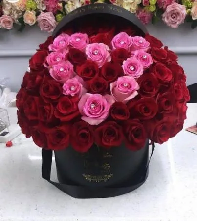 RED ROSES PINK DIAMOND HEART RED ROSES PINK DIAMOND HEART