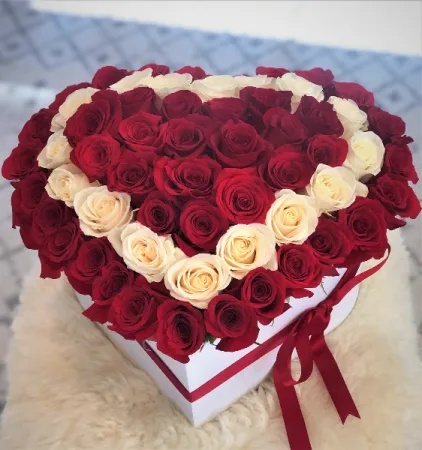 HOT & COLD HEART 50 ROSES IN BIG HEART HOT & COLD HEART 50 ROSES IN BIG HEART