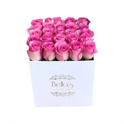 WHITE BOX PINK ROSES