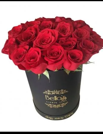 ROUND HAT BOX OF 25 ROSES ROUND HAT BOX OF 25 ROSES