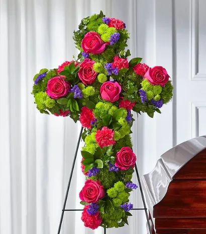 Tribute Rose Floral Cross