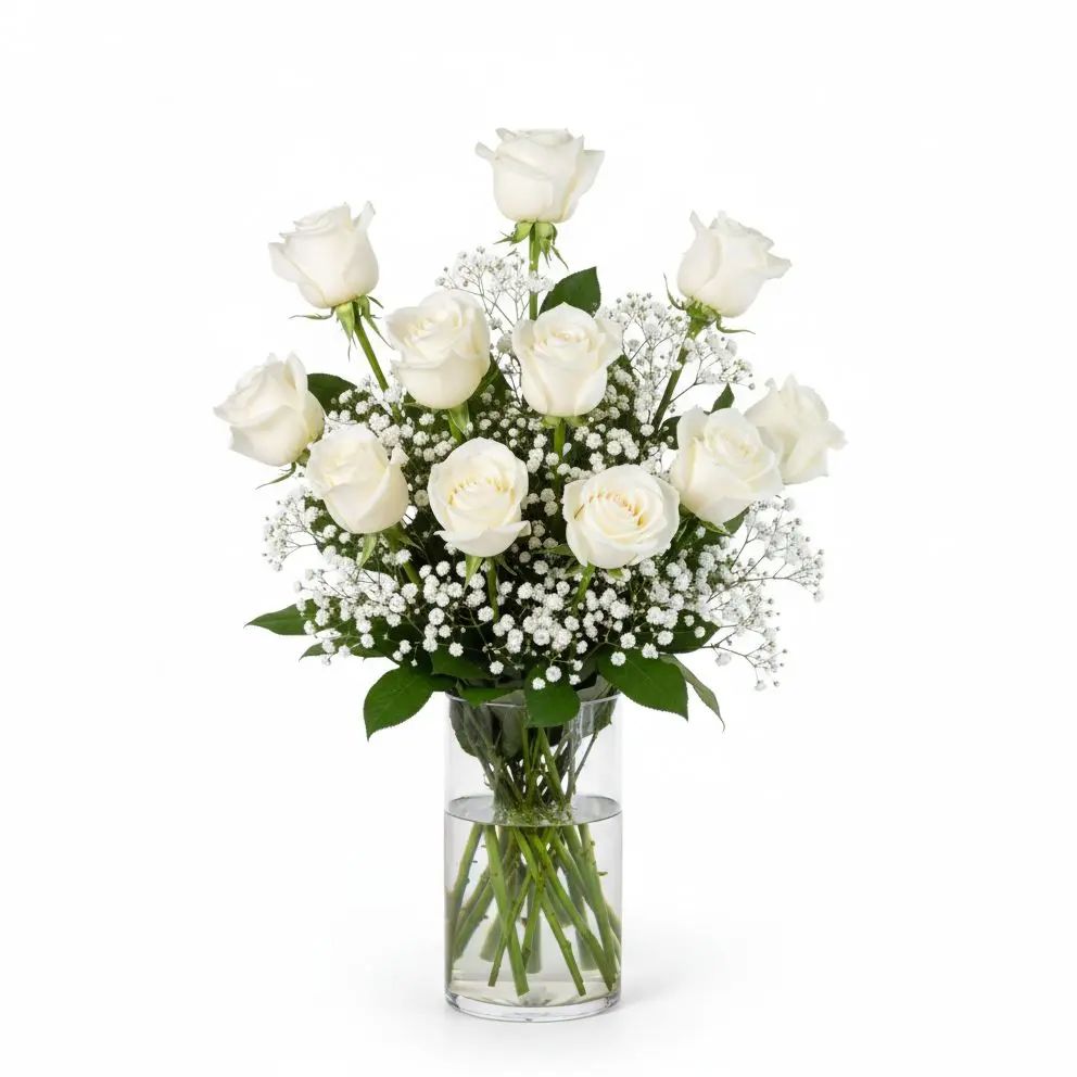 12 White Roses