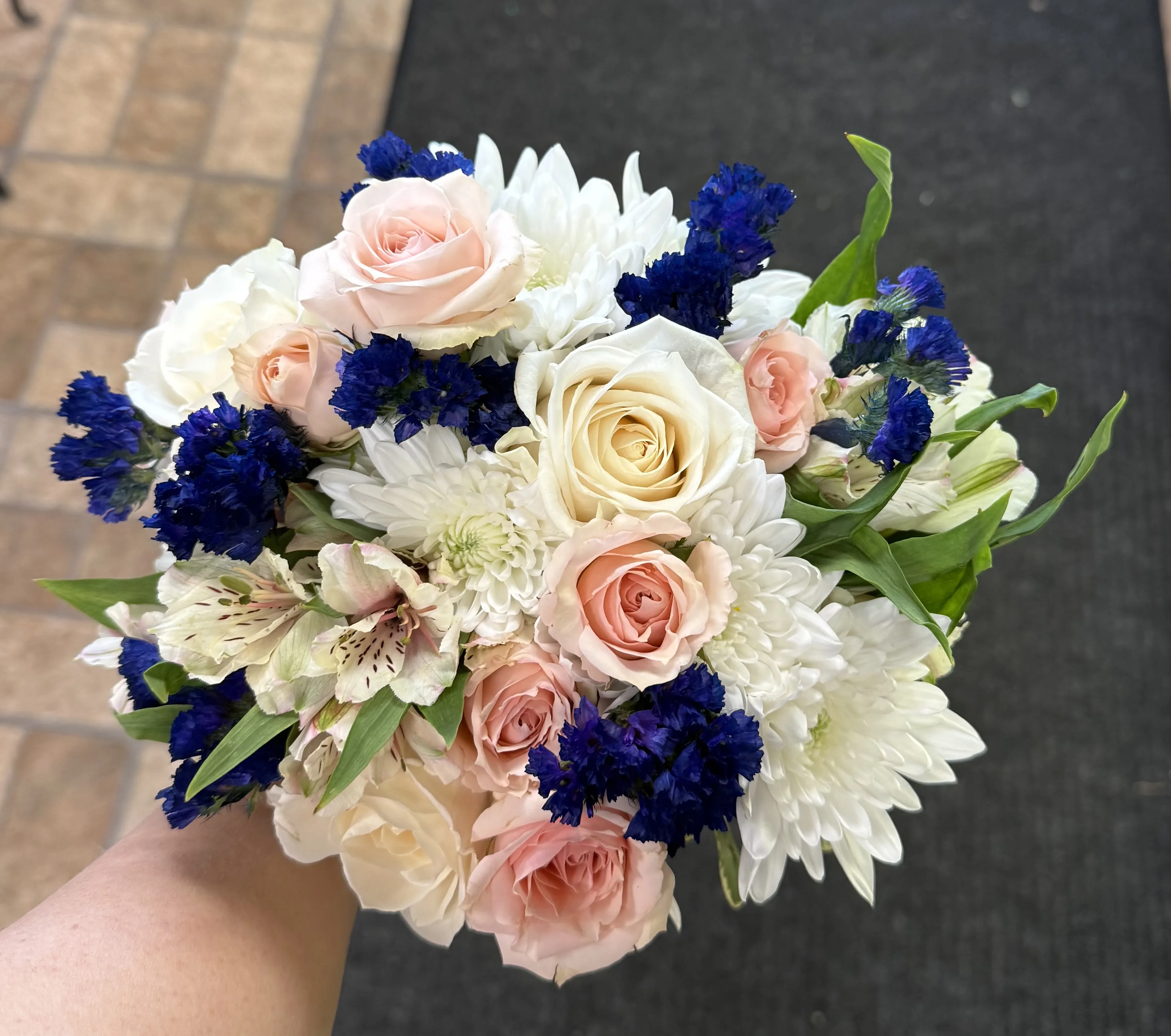 Blush and Dark Blue Bouquet Blush and Dark Blue Bouquet