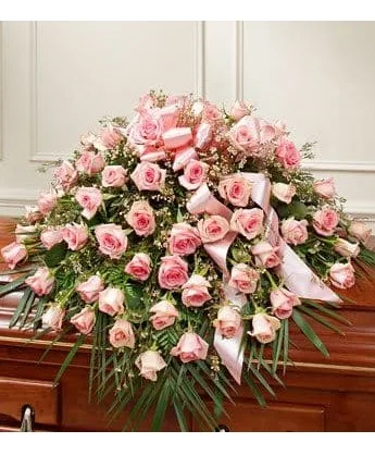 Casket Cover Pink Roses Traditional Casket Cover Pink Roses Traditional