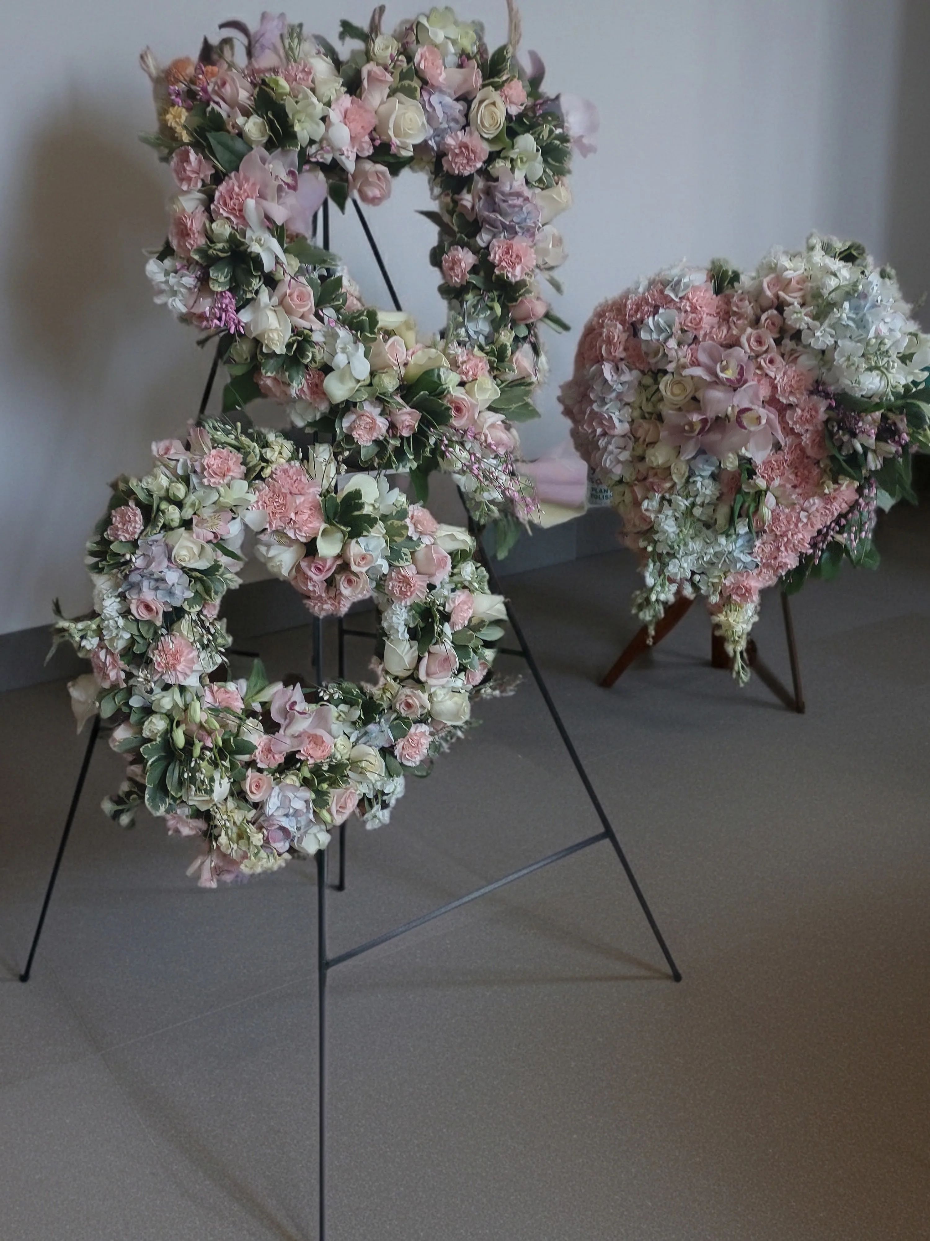 Open heart soft pinks and whites