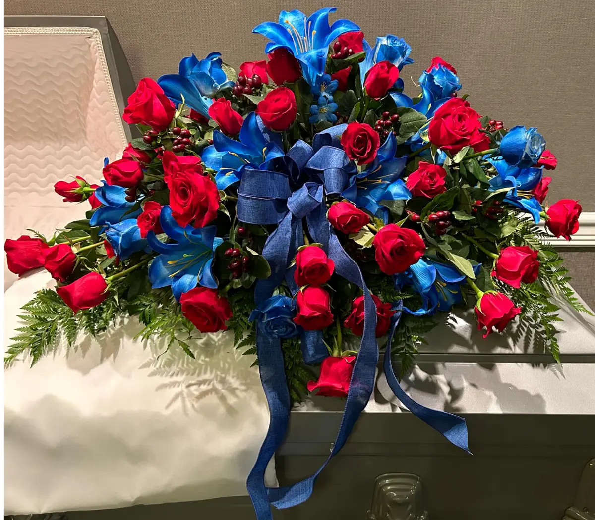 Patriotic casket spray Patriotic casket spray