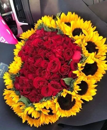 SUNFLOWERS AND ROSES