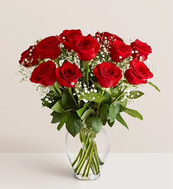 Classic Red Rose Vase Arrangement