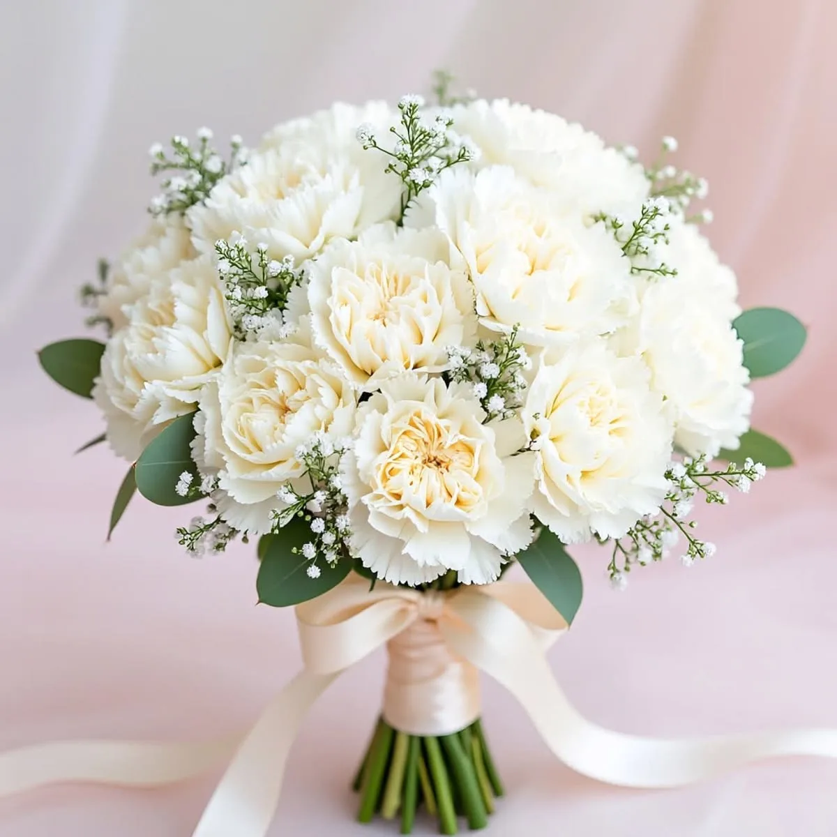24 White Carnation Bridal Bouquet 24 White Carnation Bridal Bouquet