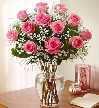 Classic Pink Rose Vase Arrangement