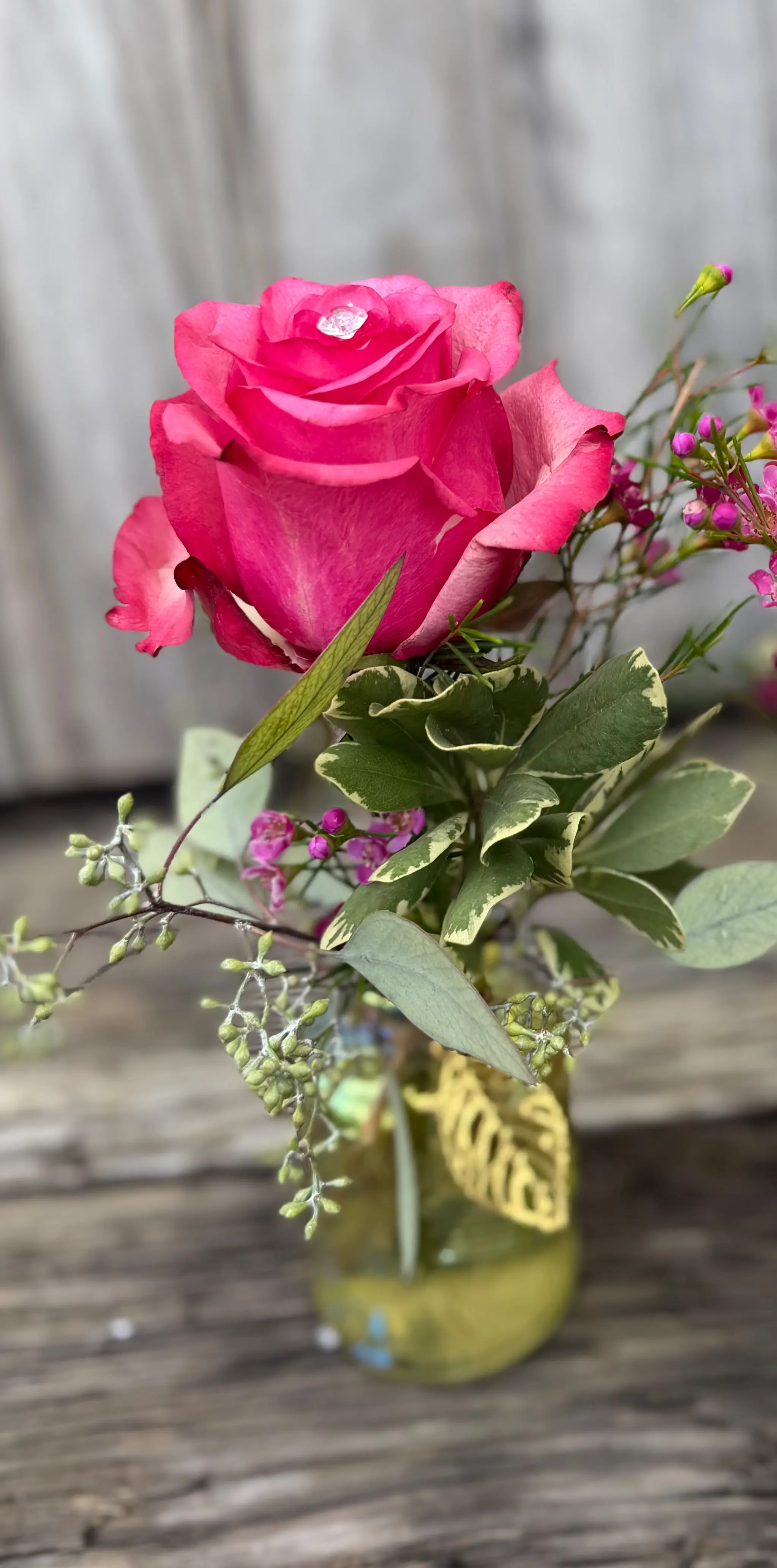 Pink rose bud vase Pink rose bud vase