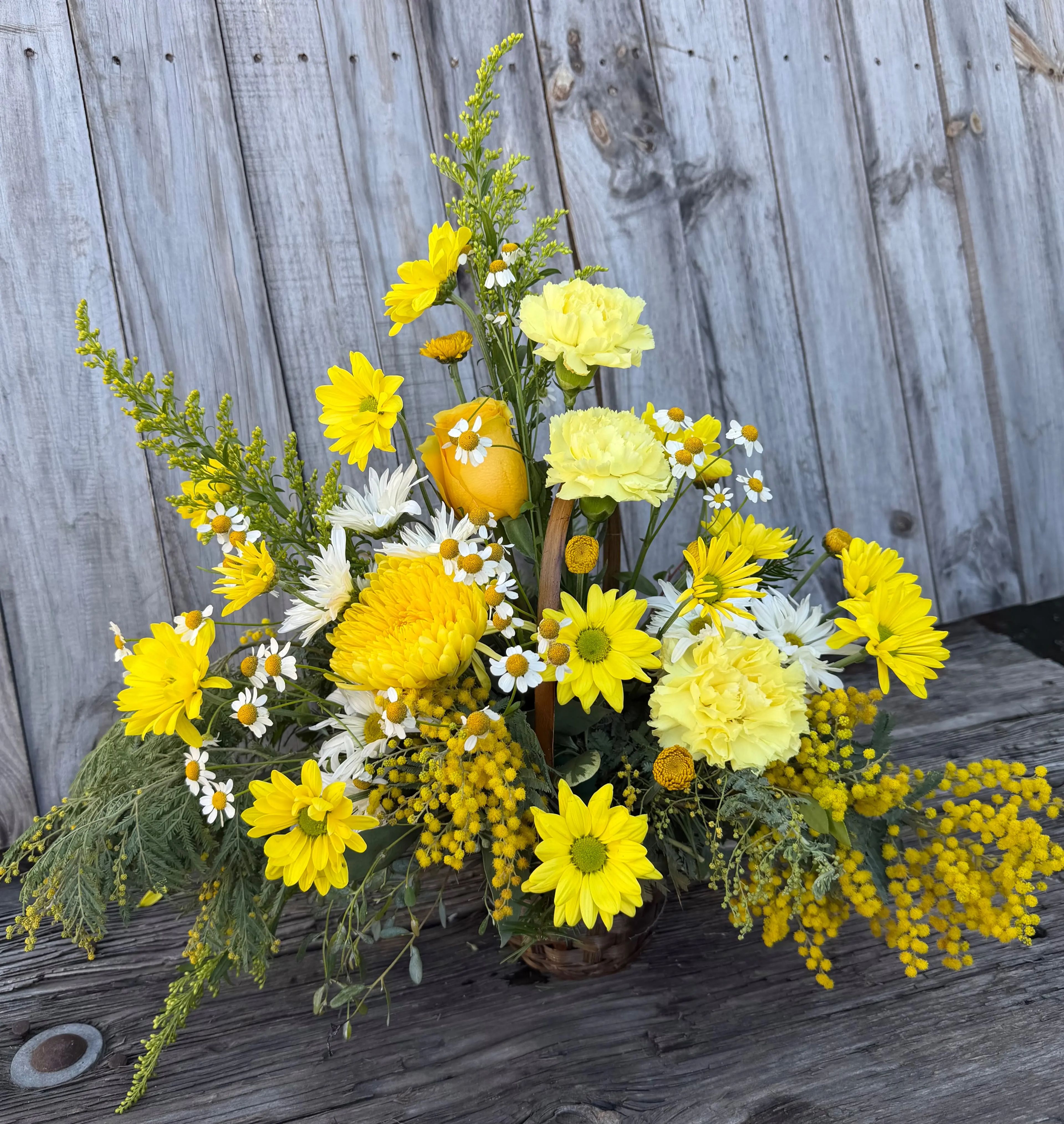 Yellow and white basket