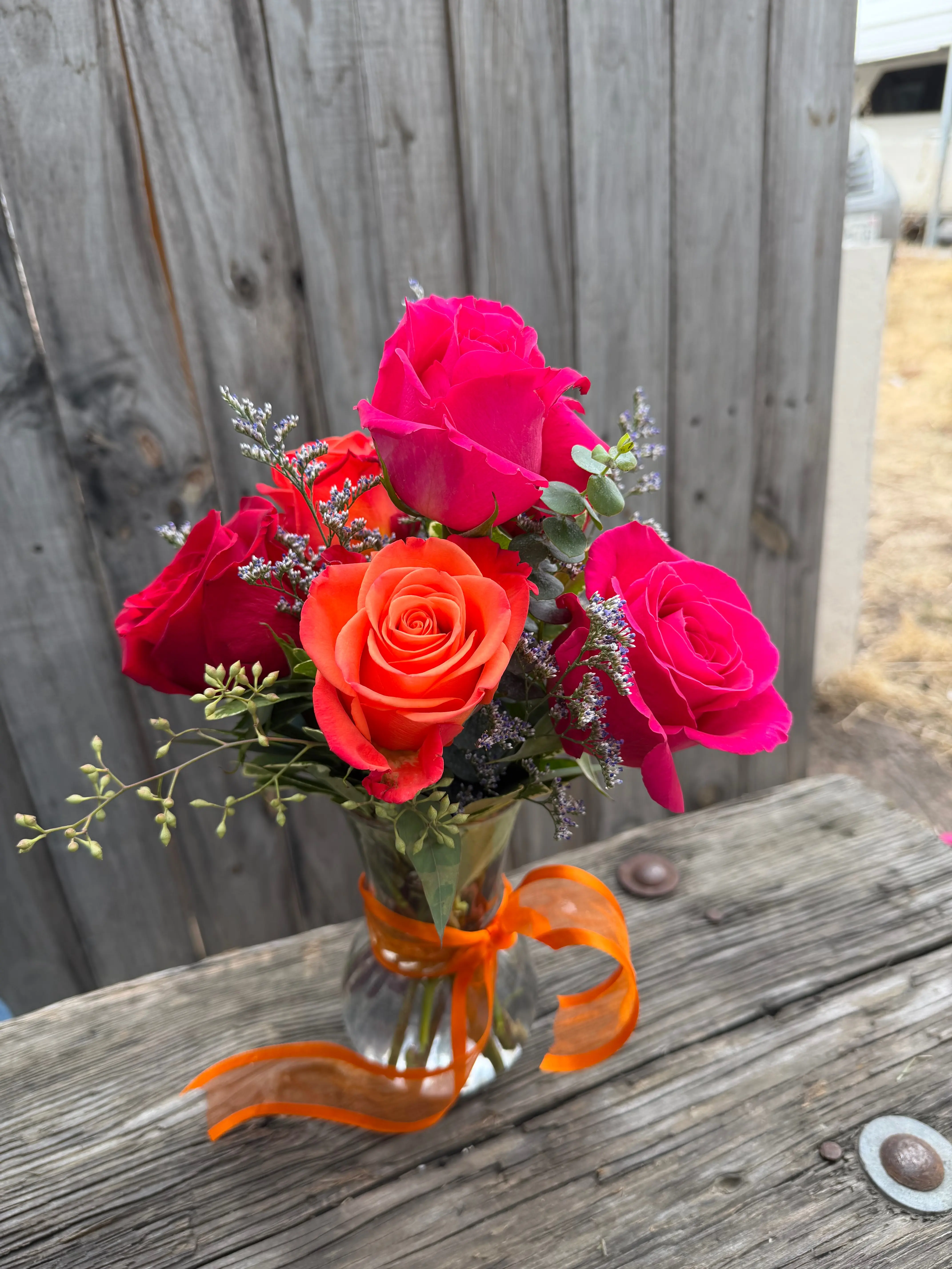 Six mixed color roses Six mixed color roses
