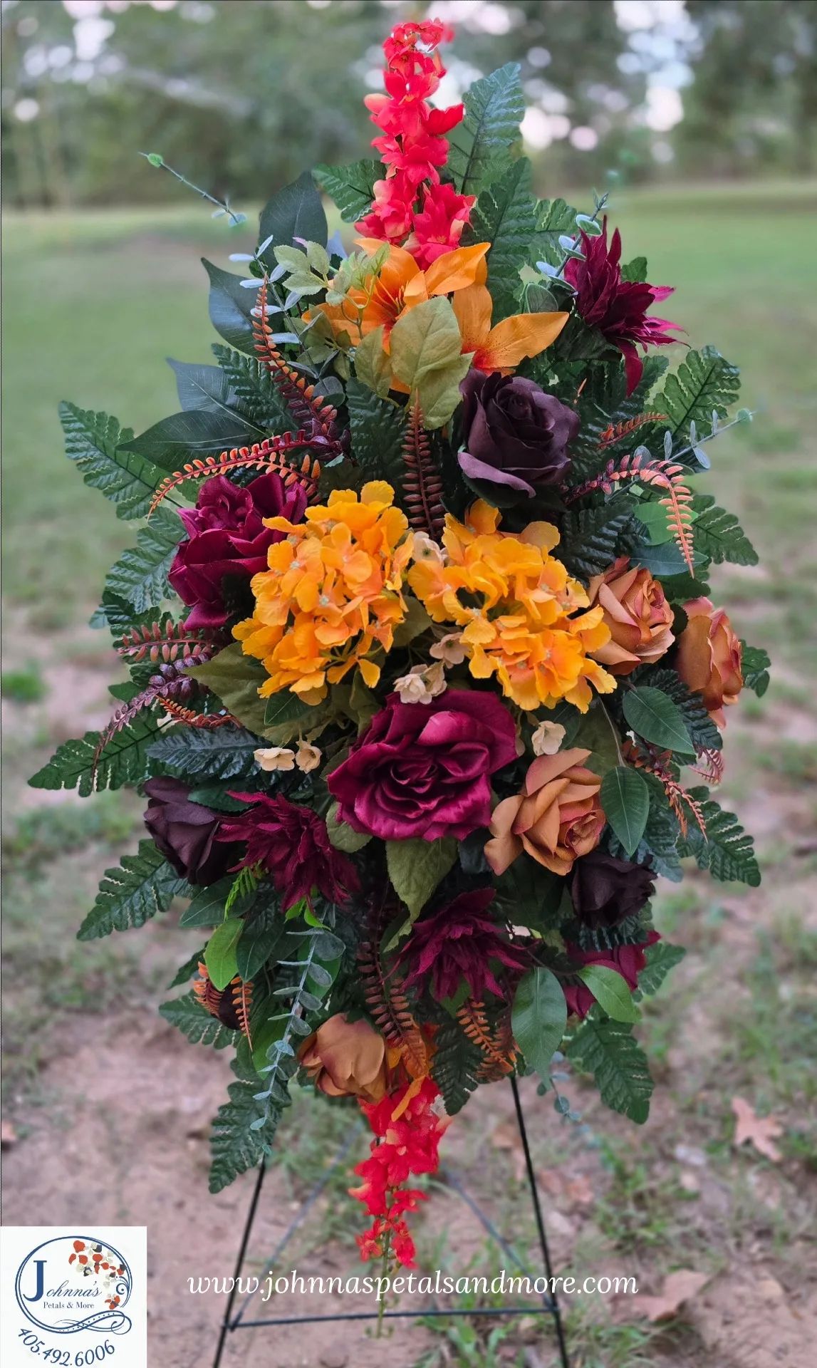 Silk Fall Easel Spray Silk Arrangement
