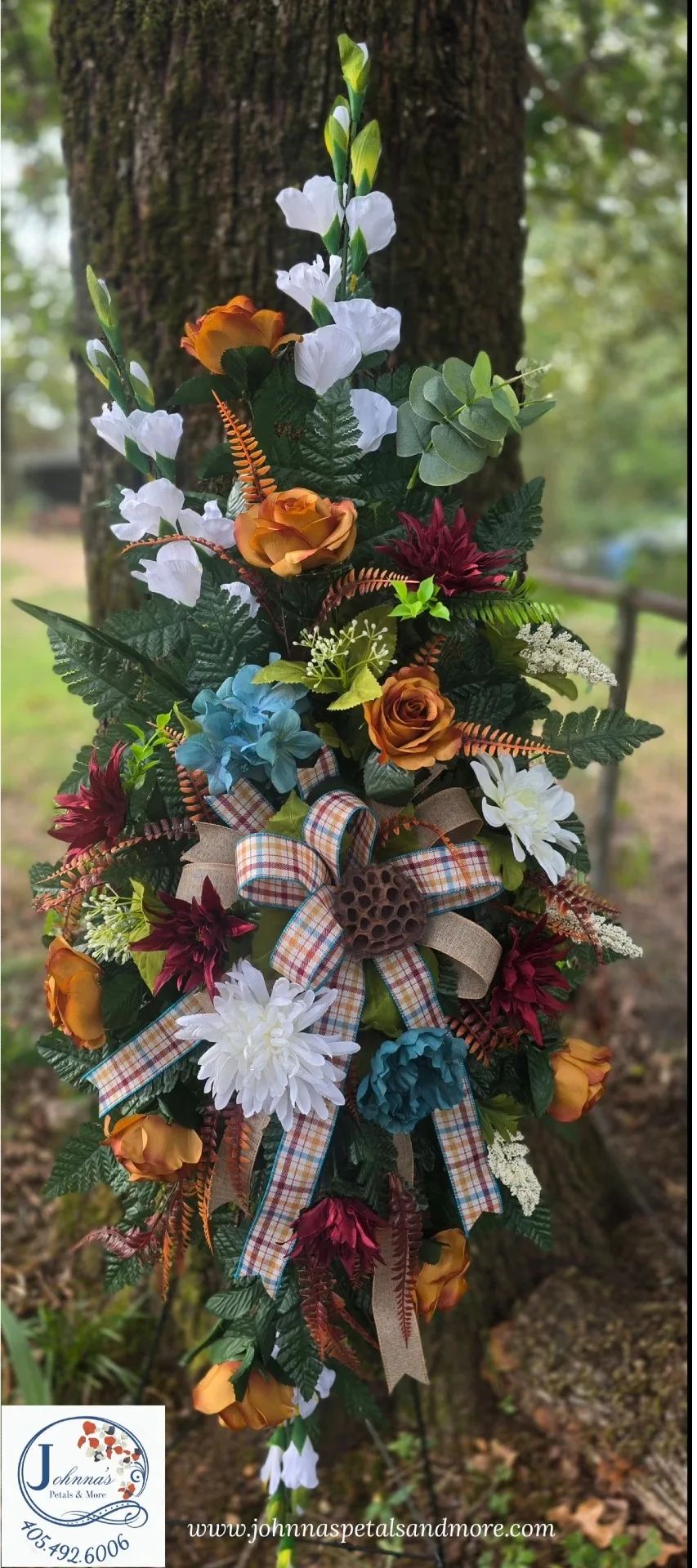 Silk Plaid Spray on Easel Silk Arrangement