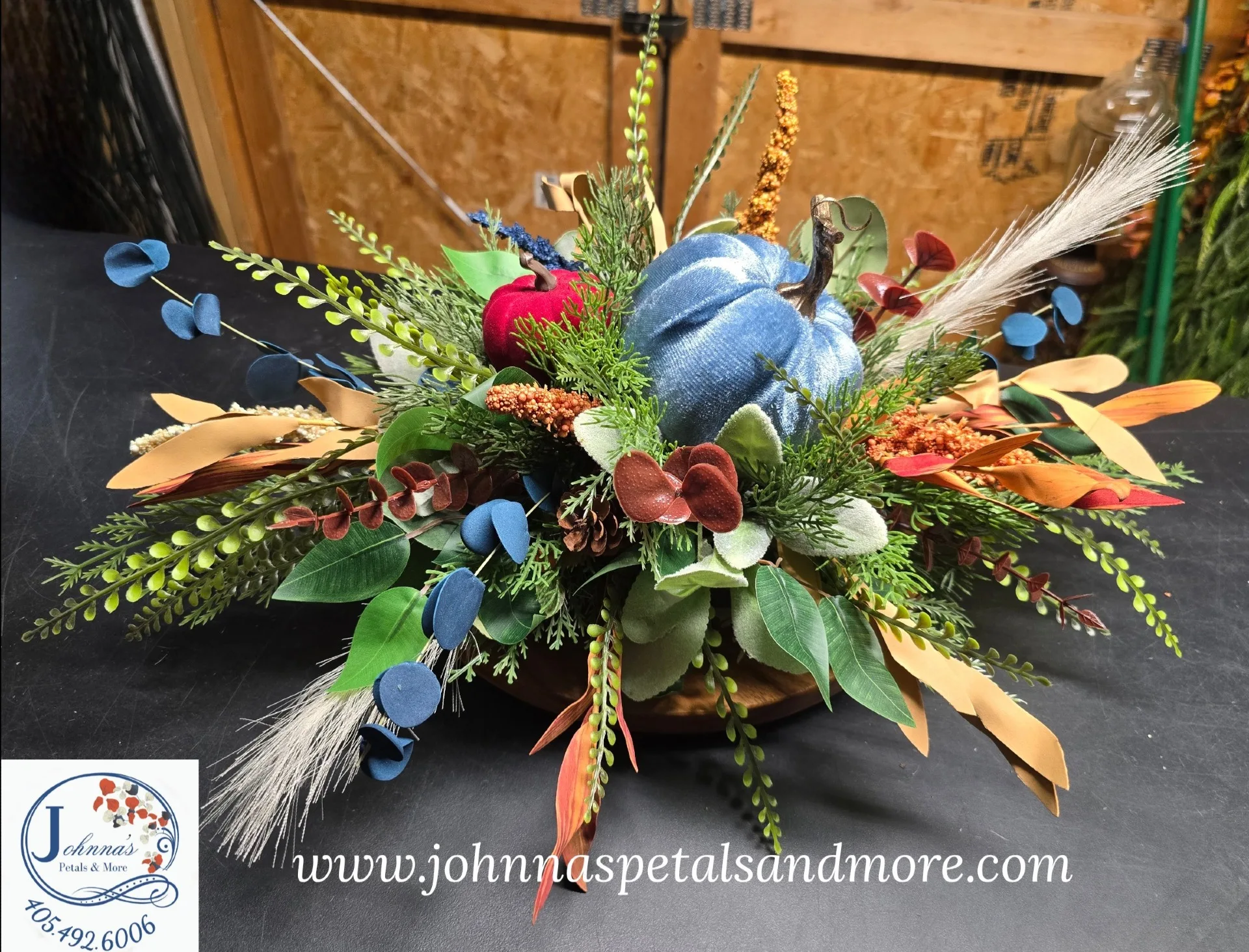 Blue Pumpkin Silk Arrangement Blue Pumpkin Silk Arrangement