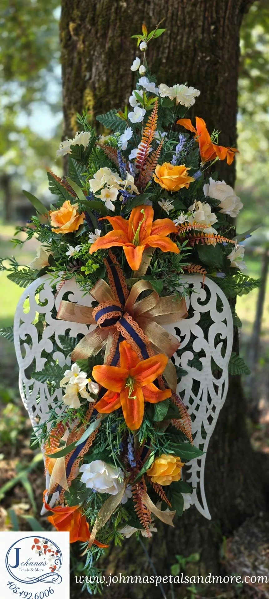 'Angel Wings' Silk Spray on easel Silk Arrangement