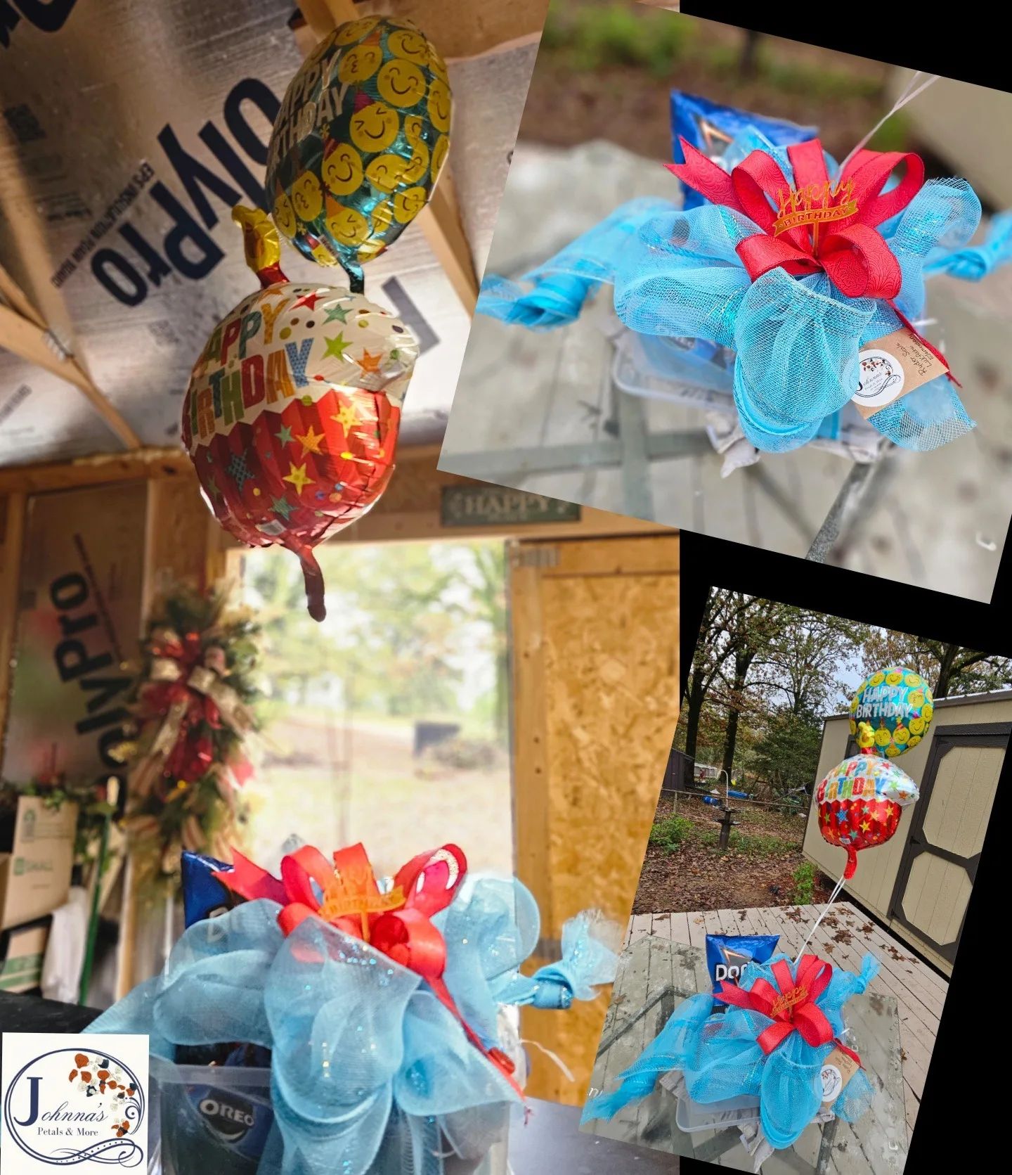 Happy Birthday Snack Basket w/balloons